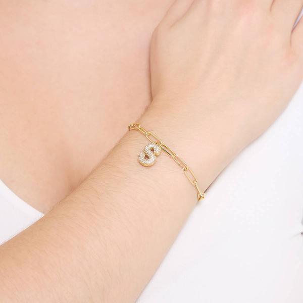 Athra 14kt. Gold Over Brass CZ S Initial Bracelet