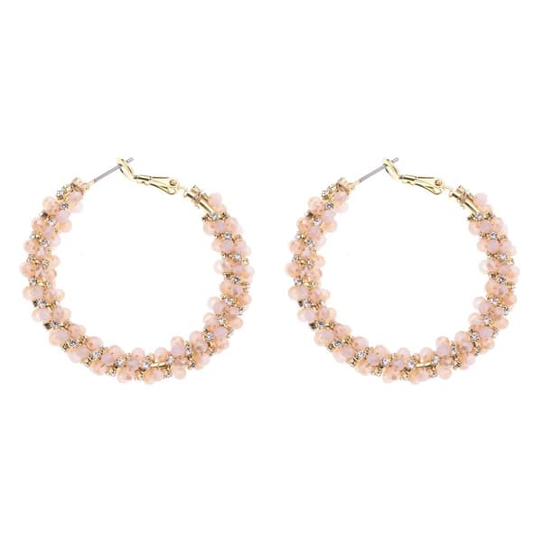 Ashley Cooper(tm) Pink Gold Beaded Twist Hoop Earrings - image 