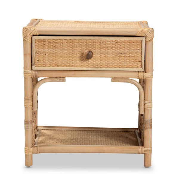 Baxton Studio Camara Bohemian Rattan 1-Drawer Nightstand