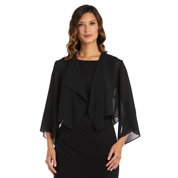 Plus Size R&amp;M Richards Drape Front Chiffon Shrug - image 
