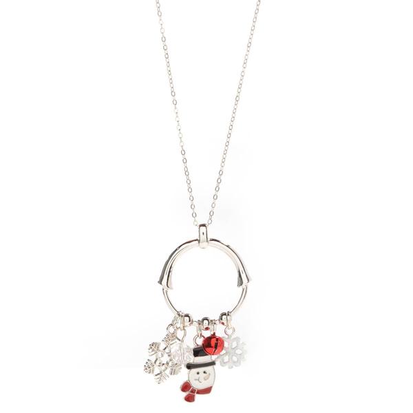 Charm Necklace w/ Snowman & Snowflake - image 