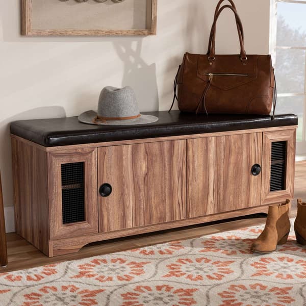 Baxton Studio Valina 2 Door Wood Shoe Storage Bench