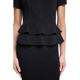 Womens Calvin Klein Short Sleeve Double Peplum Sheath Dress