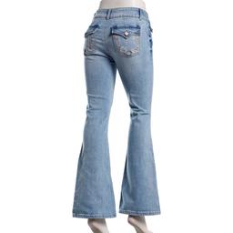 Juniors Celebrity Pink Mid Rise Back Flap Pocket Flare Jeans