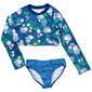 Girls &#40;7-16&#41; Jantzen 2pc. Floral Big Cat Rash Guard Swim Set - image 1