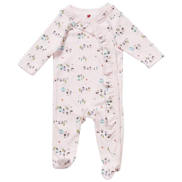 Baby Girl &#40;NB-9M&#41; Mini Hop Houses & Dots Ruffle Footie - image 