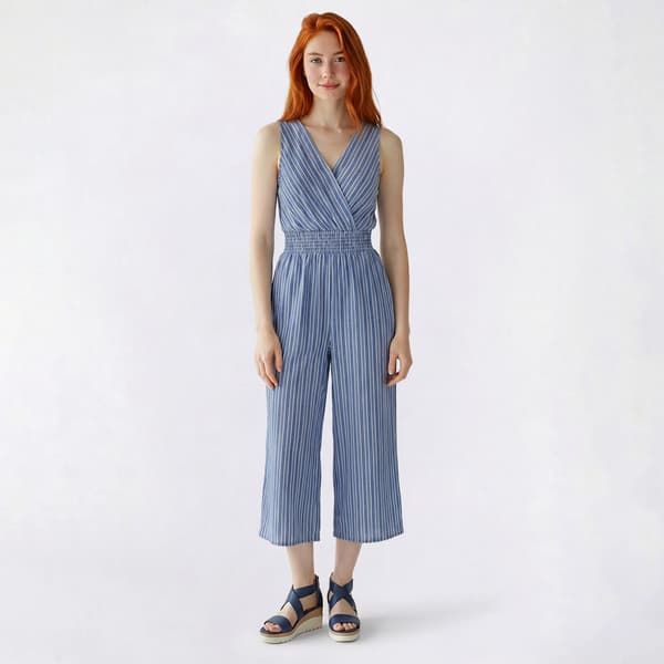 Juniors A. Byer Stripe Surplice Neck Wide Leg Jumpsuit