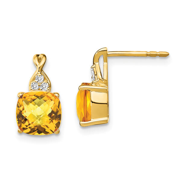 Gemstone Classics&#40;tm&#41; 14kt. Yellow Gold Citrine Diamond Earrings - image 