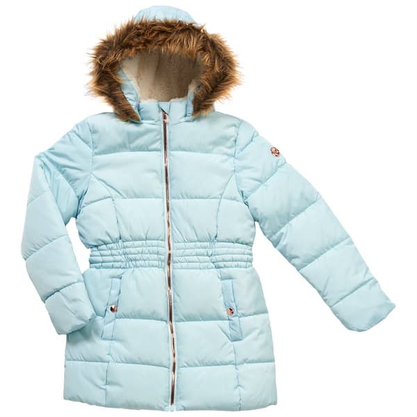 Girls &#40;7-16&#41; Kensie Girl Cinched Waist Anorak Sherpa Puffer Coat