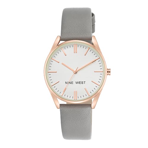 Womens Nine West Grey Strap Watch - NW/1994RGGY - image 