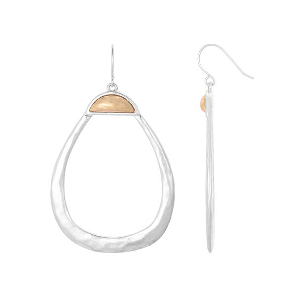 Bella Uno Silver-Tone & Gold-Tone Accented Open Teardrop Earrings - image 