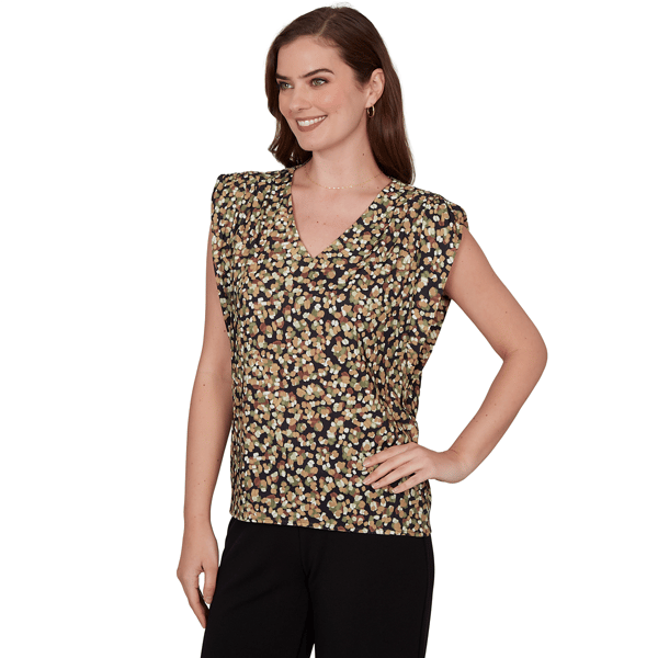 Womens Emaline Key Items Cap Sleeve Abstract Dot Blouse