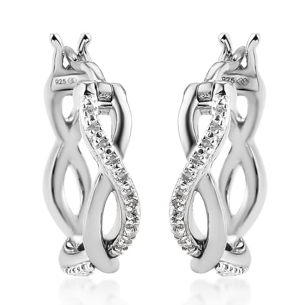 Diamond Classics(tm) Sterling Silver Diamond Hoop Earrings - image 