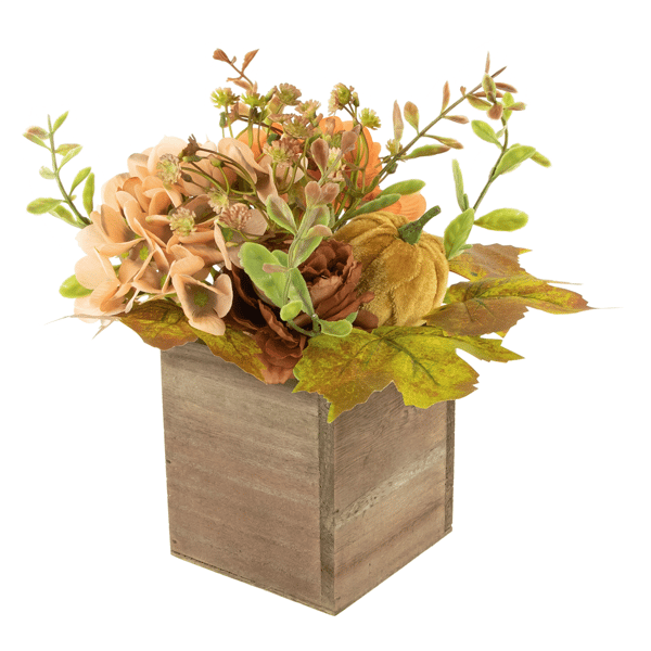 Northlight Floral & Pumpkin Wooden Box Fall Harvest Decoration