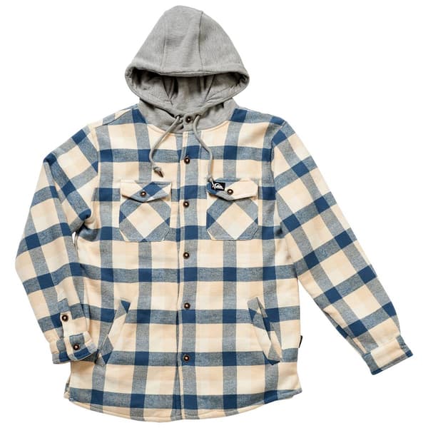 Mens Quiksilver Kofi Sherpa Lined Brawny Hooded Jacket - Fog