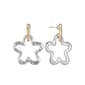 Bella Uno Two-Tone Flower Post Drop Earrings - image 2