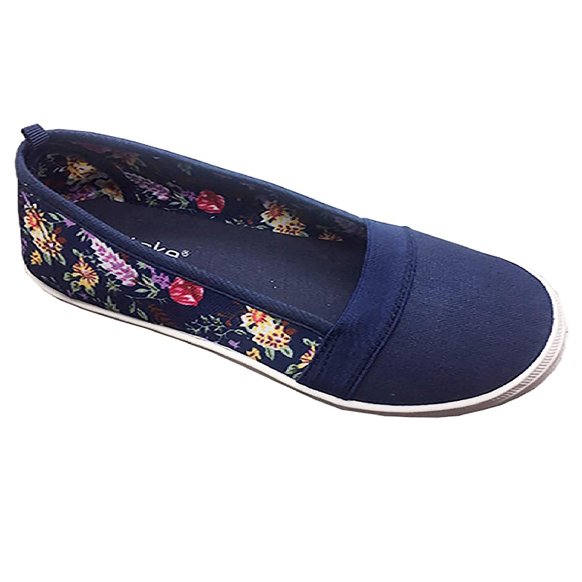 Womens Ashley Blue Floral Back Flats