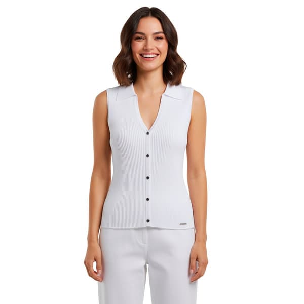 Womens Calvin Klein Sleeveless V Neck Button Front Sweater Vest - image 