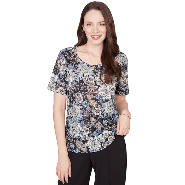 Womens Emaline Key Items Short Sleeve Scoop Neck Cluster Print T