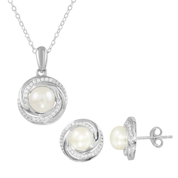 Gemstone Classics(tm) Sterling Silver Cultured Freshwater Pearl Set - image 