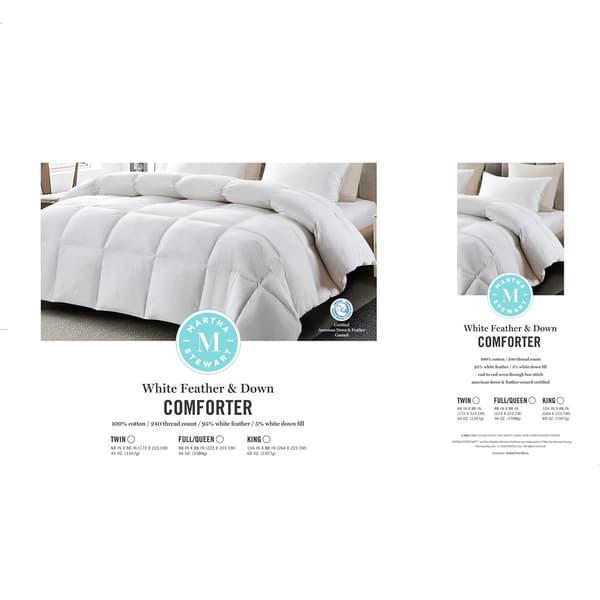 Blue Ridge Martha Stewart 250 TC White Feather And Down Comforter