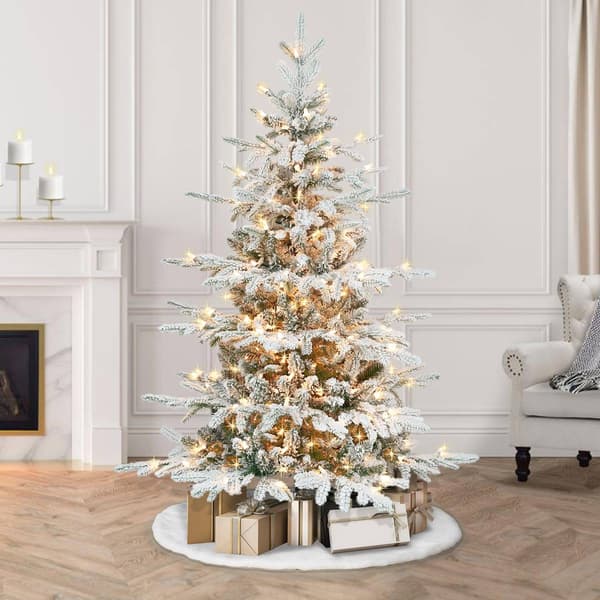 Puleo International 4.5ft. Pre-lit Flocked Utah Fir Tree