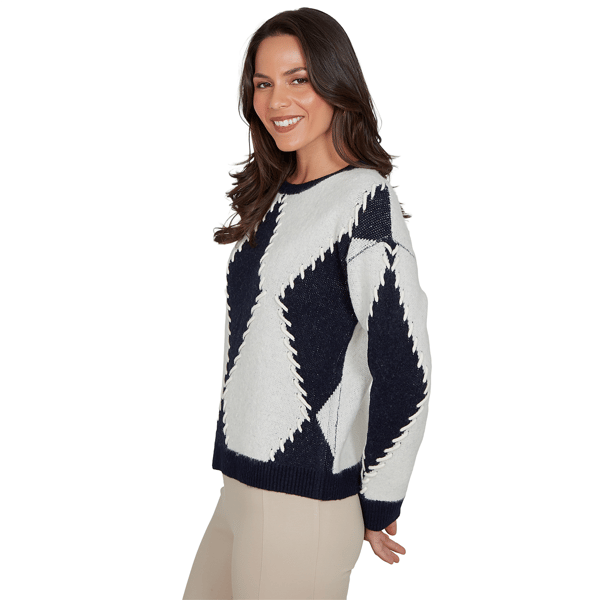 Plus Size Skye’s the Limit Urban Heirloom Corded Argyle Sweater