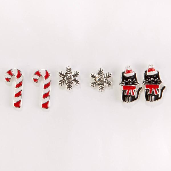 Christmas Motif Stud Earrings Set - image 