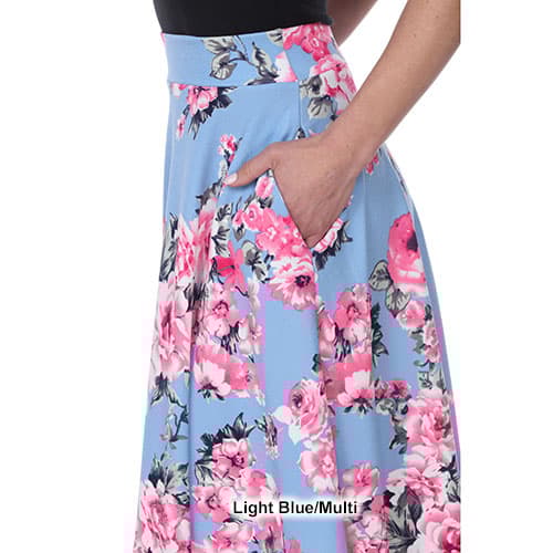 Womens White Mark Floral Flared Print Midi Skirt