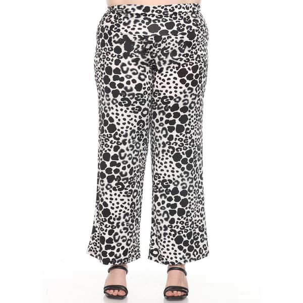 Plus Size White Mark Big Leopard Print Wide Leg Pants - image 