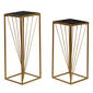 9th & Pike(R) Gold Marble Contemporary Pedestal Table - Set of 2 - image 1