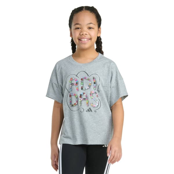 Girls (7-16) adidas(R) Short Sleeve Sport Beads Drop Shoulder Tee - image 