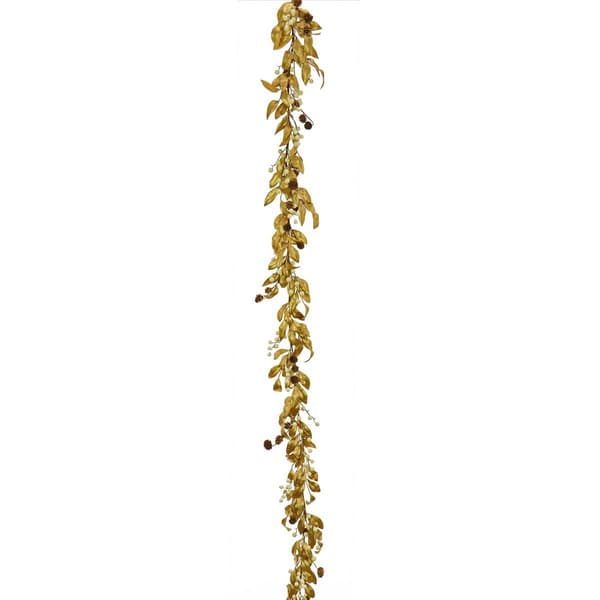 National Tree 9ft. Gold Metallic Laurel Garland w/ Pinecone