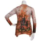 Womens OneWorld Pumpkin Charge Split V-Neck w/Pintucks Tee - image 3
