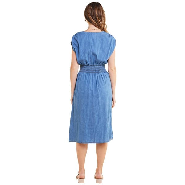 Womens Tommy Hilfiger Sport Smocked Waist Chambray Midi Dress