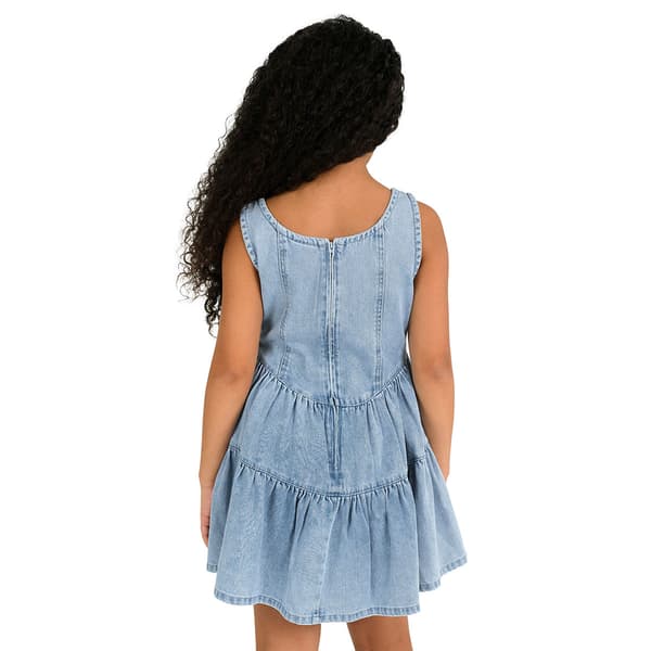 Girls &#40;7-16&#41; Rare Editions Sleeveless Denim Mock Corset Dress