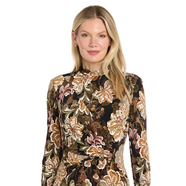 Womens R&M Richards Long Sleeve Floral Midi Dress
