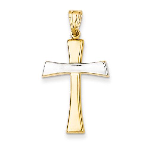 Gold Classics(tm) Yellow Gold & Rhodium Polished Cross - image 