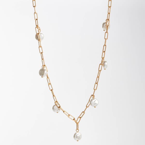 Design Collection Gold-Tone Glass/Pearl Bracelet - image 