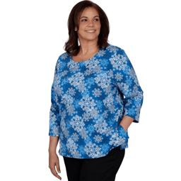 Plus Size Alfred Dunner Classics 3/4 Sleeve Snowflake Blouse