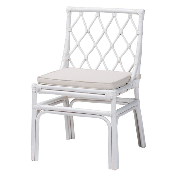 bali & pari Carwyn Bohemian White Rattan Dining Chair - image 