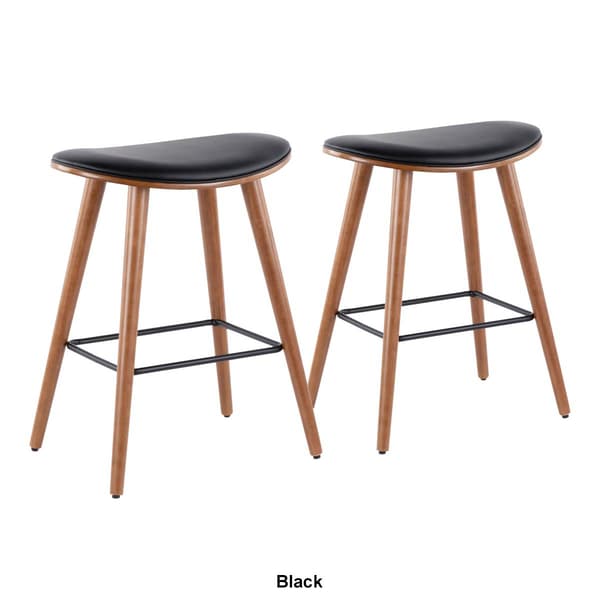 LumiSource Saddle Mid-Century Modern Counter Stools - Set of 2