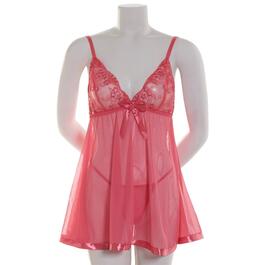 Plus Size Spree Intimates Solid Mesh Triangle Cup Babydoll