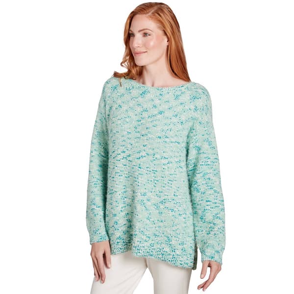 Womens Ruby Rd. Mint Condition Shimmering Pom Pom Eyelash Sweater