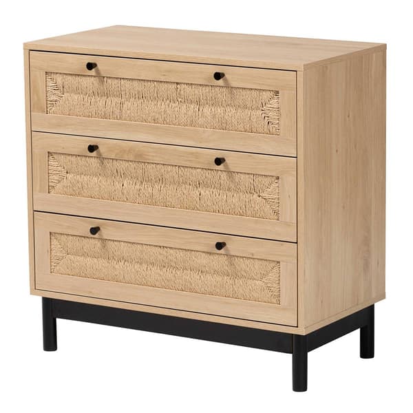 Baxton Studio Cherelle Light Brown 3-Drawer Storage Cabinet - image 