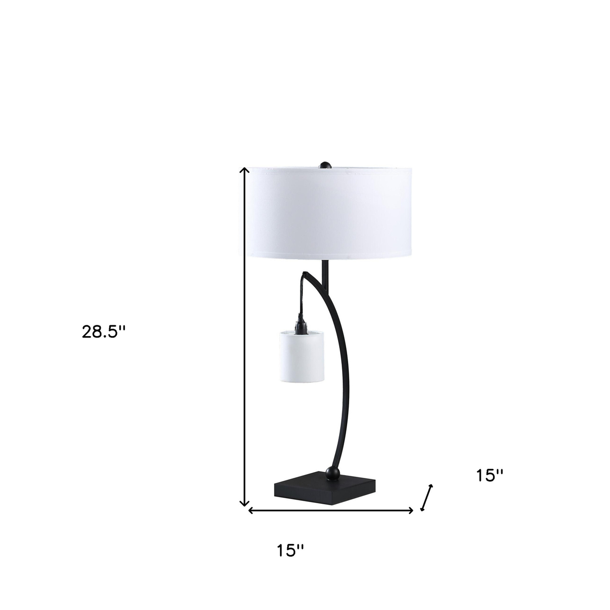 HomeRoots 29in. Black Metal Two Light Arched Table Lamp