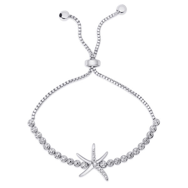 Accents Silver Plated Diamond Accent Starfish Bracelet - image 