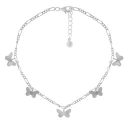 Barefootsies Silver Diamond Cut Butterfly Figaro Chain Anklet