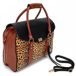 Badgley Mischka Leopard Vegan Leather Travel Tote Weekender Bag