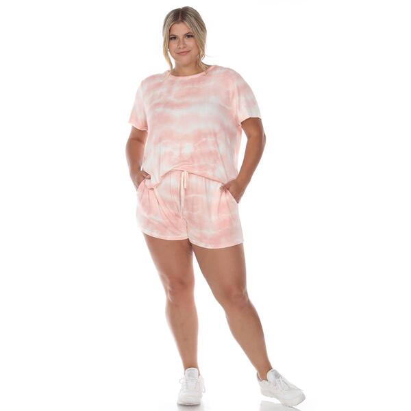 Plus Size White Mark 2pc. Top and Shorts Pajama Set - image 